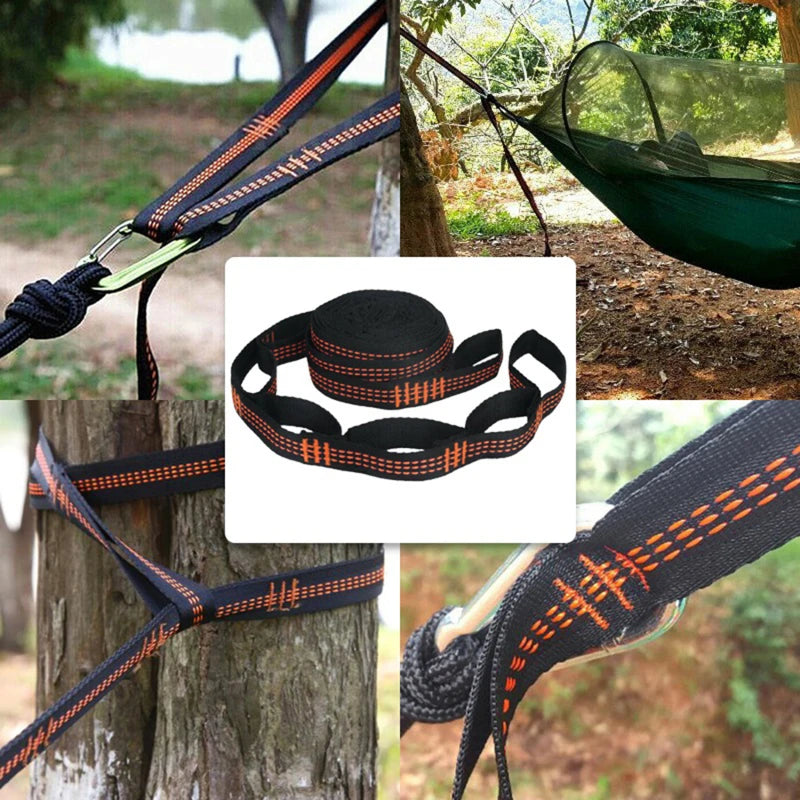 2/4Pcs High Bearing Capacity Hammock Straps 600lbs Breaking Strength Polyester Hammock Belt Rope 5 Ring Correias De Poliéster