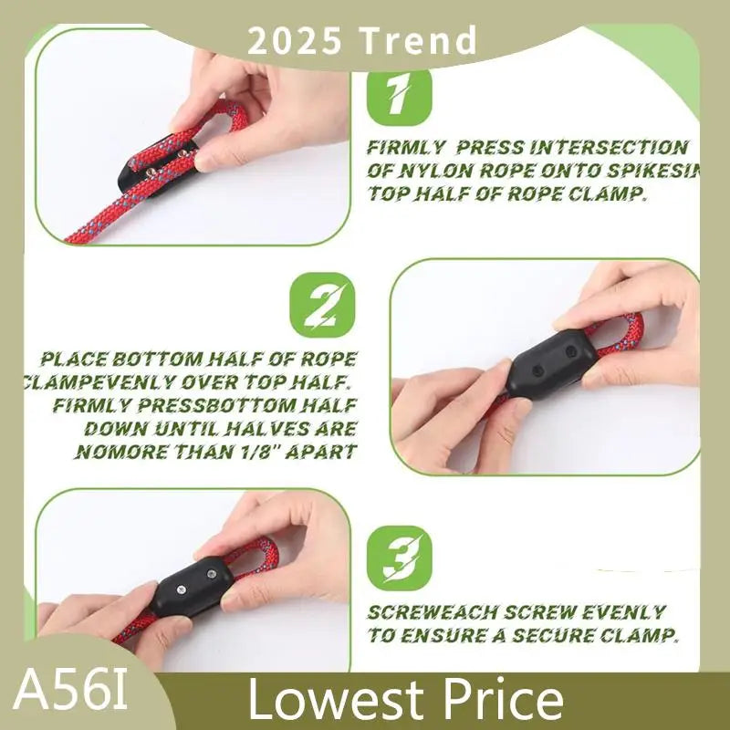 ABDD 4Pcs Rope Clamps, Reusable Rope Clamp 3/8Inch Rope Connector Clamp Suitable For 7-8 Mm Nylon Rope Or Braided Ropes