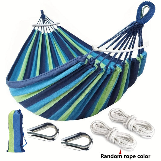 Vibrant Colorful Stripe Double Hammock  Durable Comfortable with Spreader Bar All Inclusive Carry Bag for Easy Setup Perfect