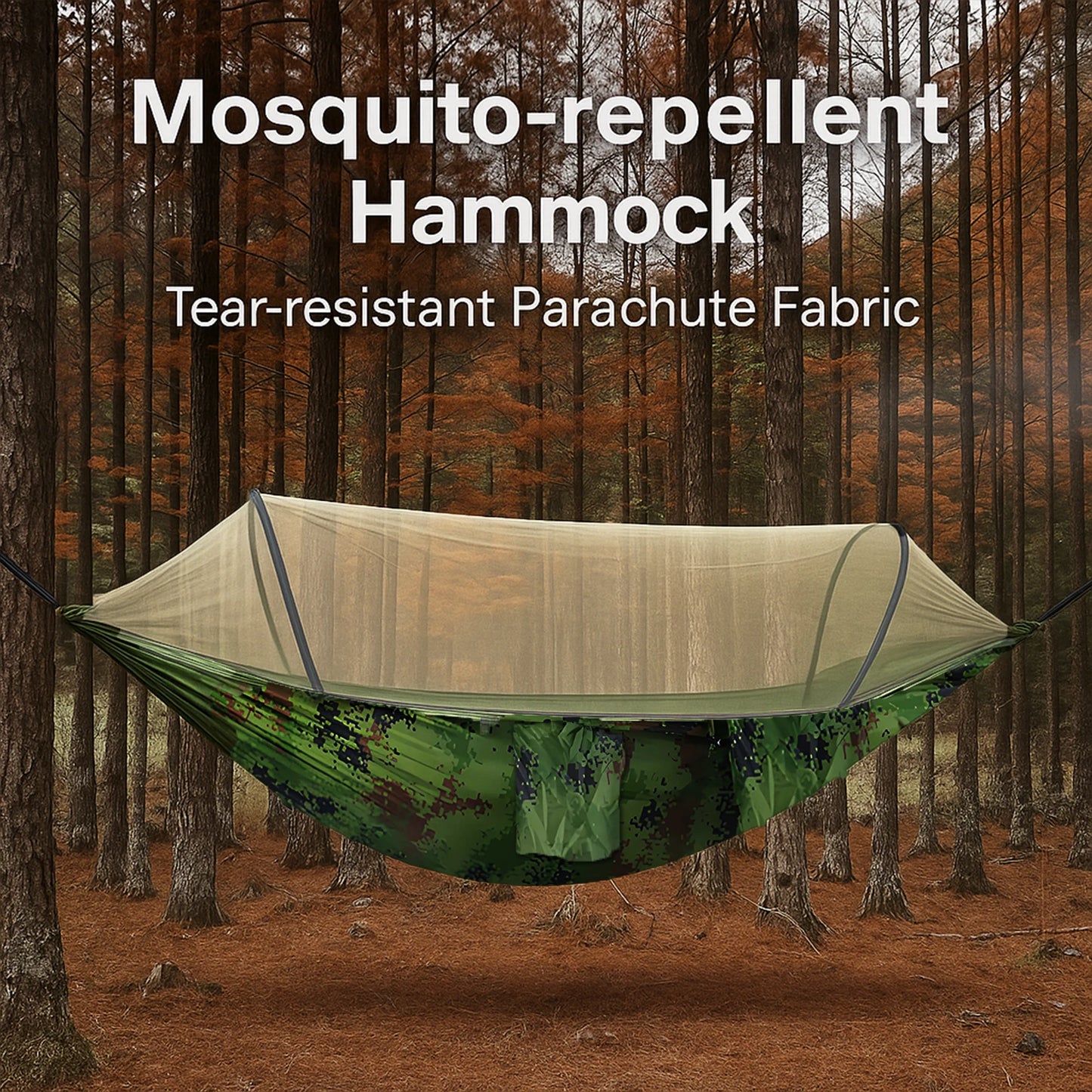 Camping Hammocks for Outside with Mosquito Net, Lightweight & Portable Outdoor Single Hammock Tent for Yard, Backpacking, Green