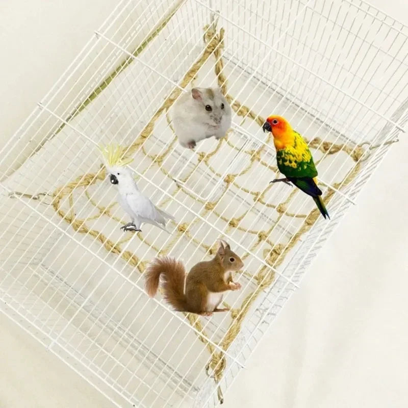 Parrot Swing Rope Birds Hanging Climbing Net wiith Hook Hammock Birds Stand Ladder Birds Chewing Playing Toys Hamster hammock