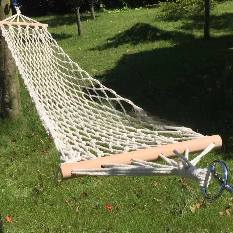 Anti-turnover Cotton Mesh Hammock Outdoor Camping Mesh Hammock Short Stick Leisure Mesh Pocket Hammock