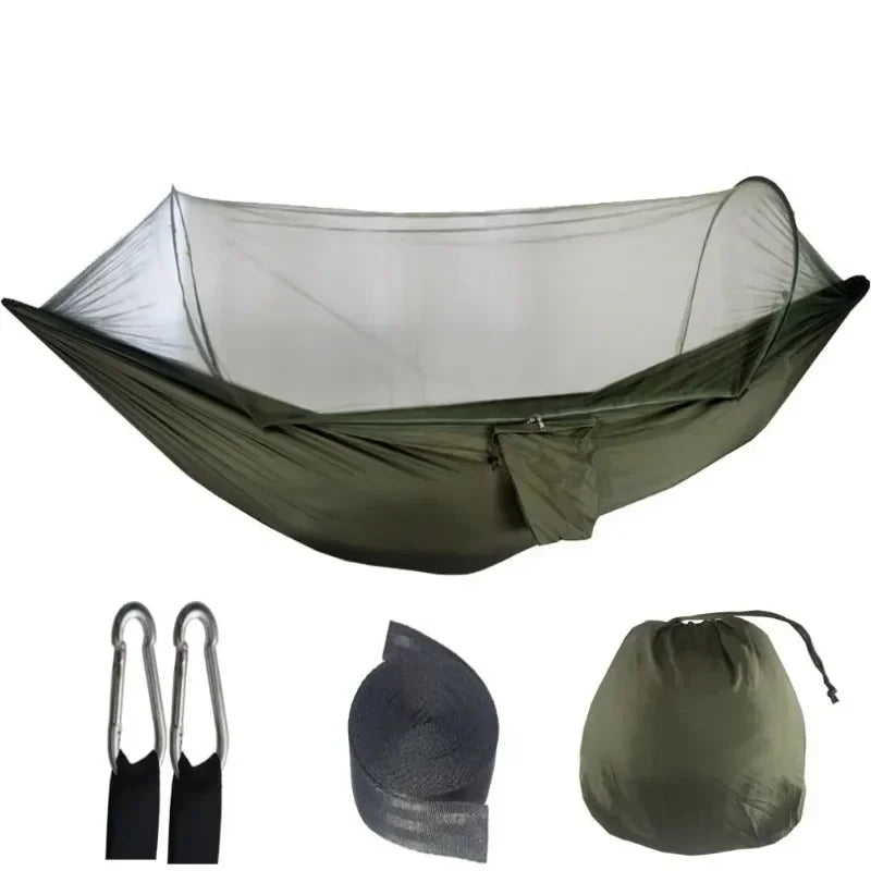 250x120cm Camping Hammock with Mosquito Net - Lightweight Hanging Hammocks, High Strength Parachute Fabric Outdoor Hanging Bed