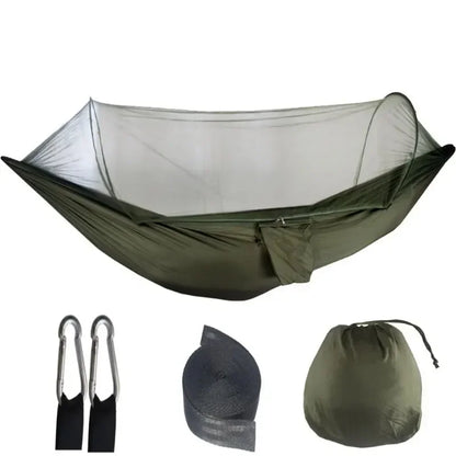 250x120cm Camping Hammock with Mosquito Net - Lightweight Hanging Hammocks, High Strength Parachute Fabric Outdoor Hanging Bed