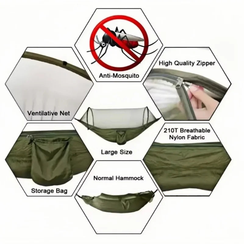 Outdoor Hammock with Mosquito Net Breathable Camping Lounge Furniture for Garden Backyard Camp Accessory,tourist hammock