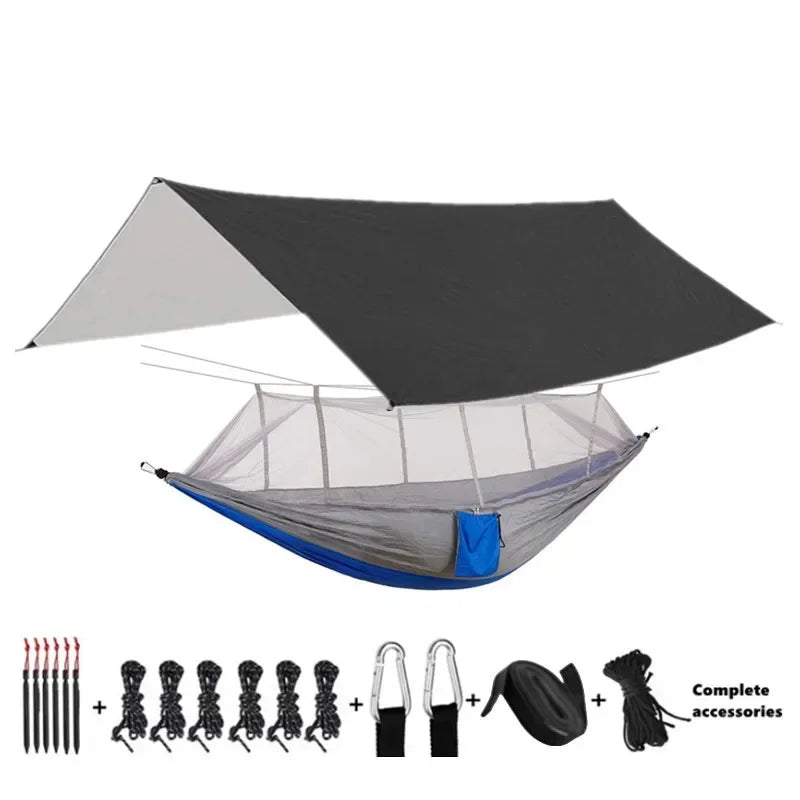 Camping Hammocks and Accessories Including Hammock with Mesh Rain Fly Tarp Tree Straps for Outdoor Use Hiking Backpacking Travel