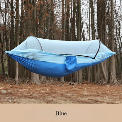 Outdoor Camping Hammock With Mosquito Net Lightweight Hanging Hammocks High Strength Parachute Fabric Hanging Bed Net Quick Open