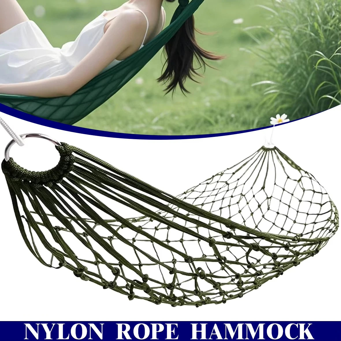 Outdoor Products Thickened Mesh Camping Hammock Nylon Rope Single Hammock Nylon Rope Hammock Mesh Hammock