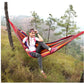 Double Hammock 2 Person Canvas Cotton Hammock with Tree Straps for Patio Garden Backyard Outdoor and Indoor (Red, Blue)