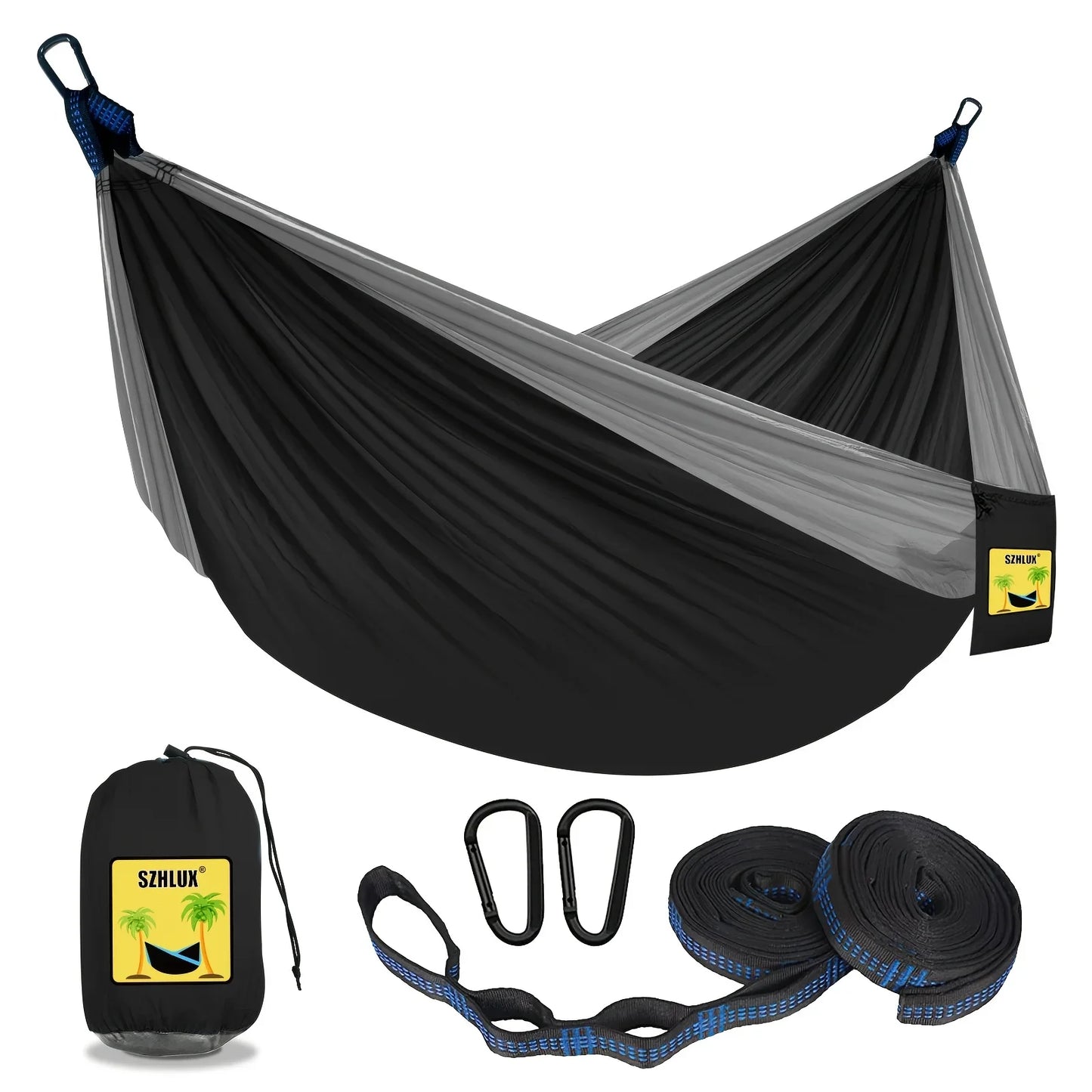 Outdoor Single Person Camping Hammock With Nylon Color Matching Hammock High Strength Parachute Fabric Portable Hanging Bed