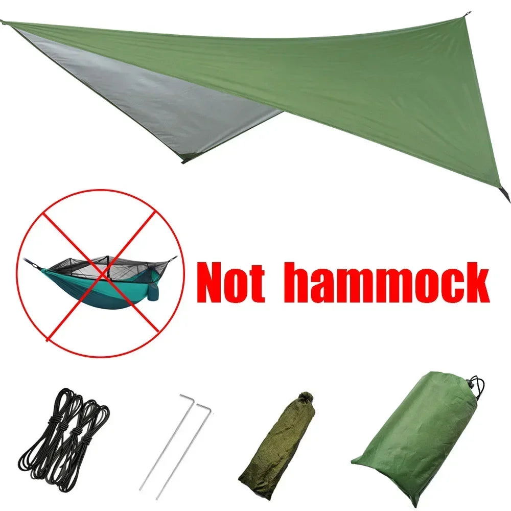Camping Hammock with Rain Fly Tarp and Mosquito Net Tent Tree Straps Portable Single Double Nylon Parachute Hammock for Travel