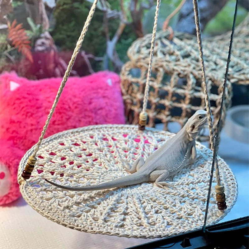 Reptile Hammock Swing Hanging Bed Summer Climbing Lounge Sleeping Bed Hamster Lizard Bed Bird Gecko Decor Swing Toy