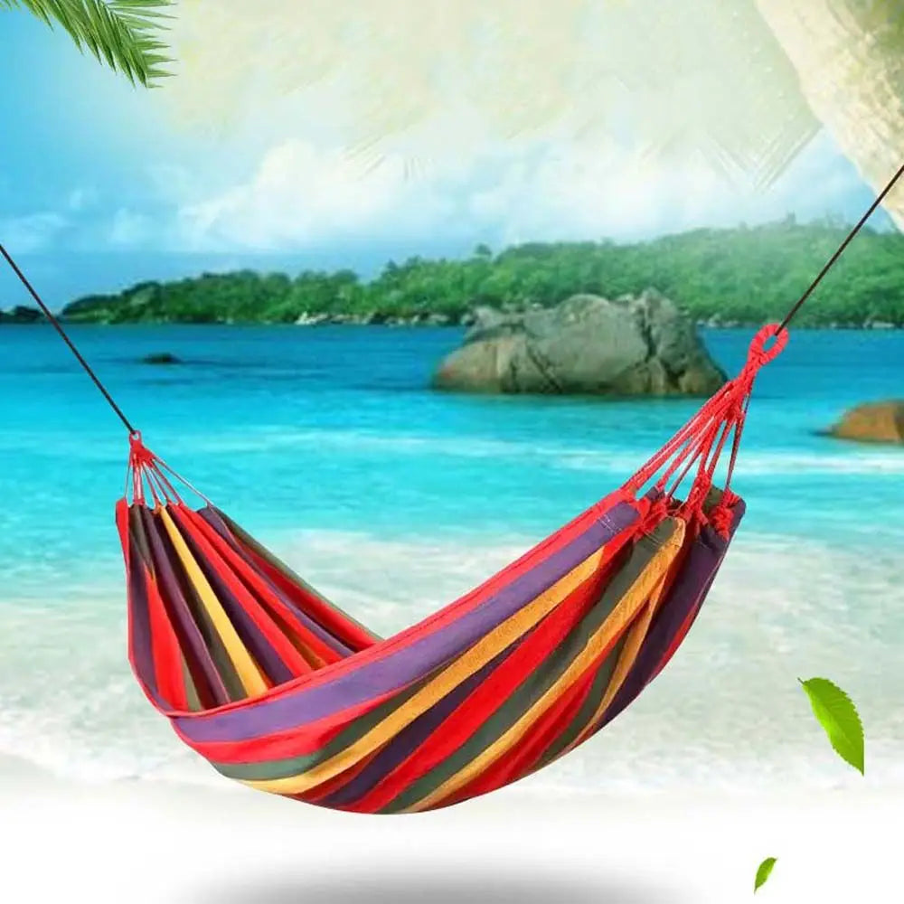 Garden Hammock Swing Canvas Hanging Swing Stripe Hammock Outdoor Hammock Sleeping Hammock Camping Hammock Single Hanging Bed