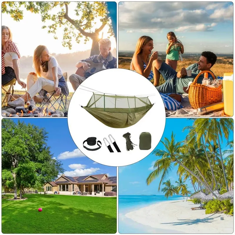 Y67A-Camping Hammock With Net 2 Person Hammock With Net Mesh Design Outdoor Must-Haves For Backpacking Hiking Beach Patio