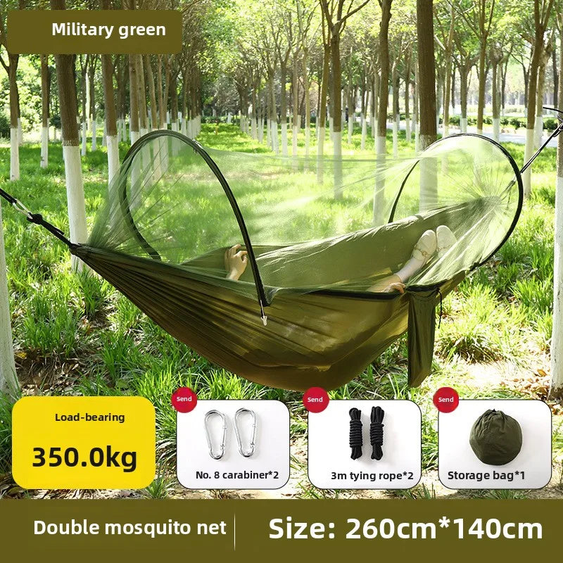 Nylon Spun Hammock Ultra-light Nylon Parachute Color Matching Single Double Outdoor Hammock Camping Cross-border Camping Swing