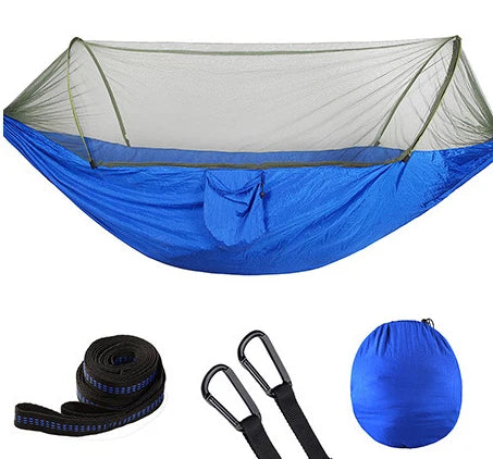 290*140 Hammock with Anti-mosquito Outdoor Double Nylon Parachute Cloth Camping Mosquito Net Quick Open Hammock Control Hammock
