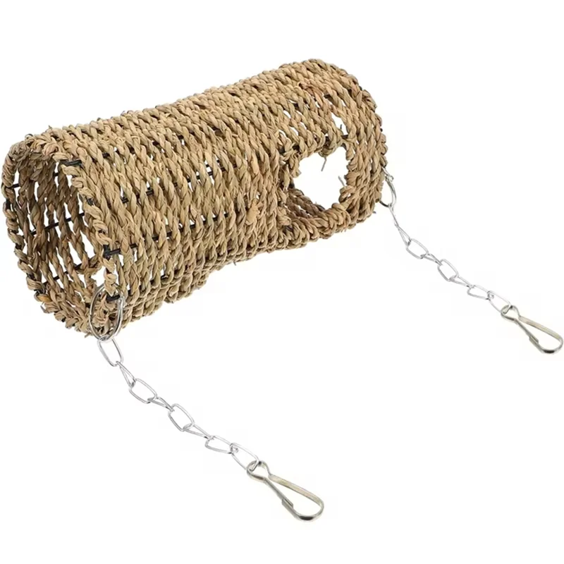 Grass Hammock Play Tunnel Hanging Bed House For Pet Rat Hamster Pet Bird Nest House Bed Parrot Seagrass Rattan Houses-AT64