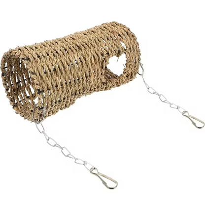Grass Hammock Play Tunnel Hanging Bed House For Pet Rat Hamster Pet Bird Nest House Bed Parrot Seagrass Rattan Houses-AT64