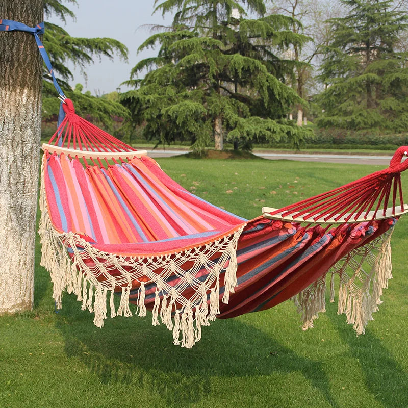 Double Hammock 2 Person Tassel Hammocks Swing Bed For Backyard