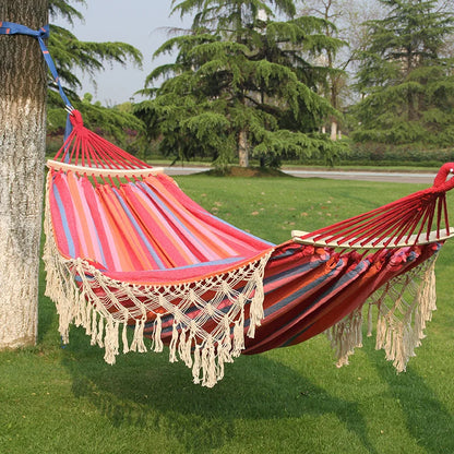 Double Hammock 2 Person Tassel Hammocks Swing Bed For Backyard