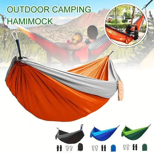 Outdoor Lightweight Nylon Camping Hammock with Hanging Straps Perfect for Backpacking Travel Beach Yard and Garden