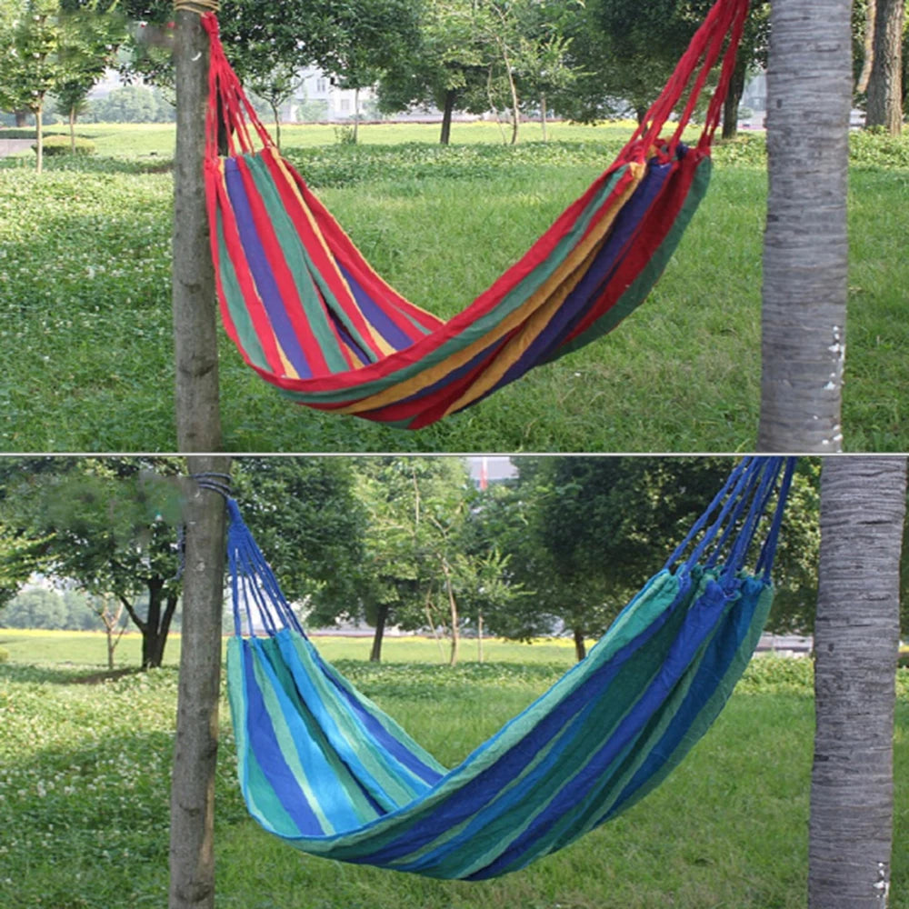 2025 New Portable Hammock Outdoor Hammock Garden Sports Home Travel Camping Swing Canvas Stripe Hang Bed Hammock