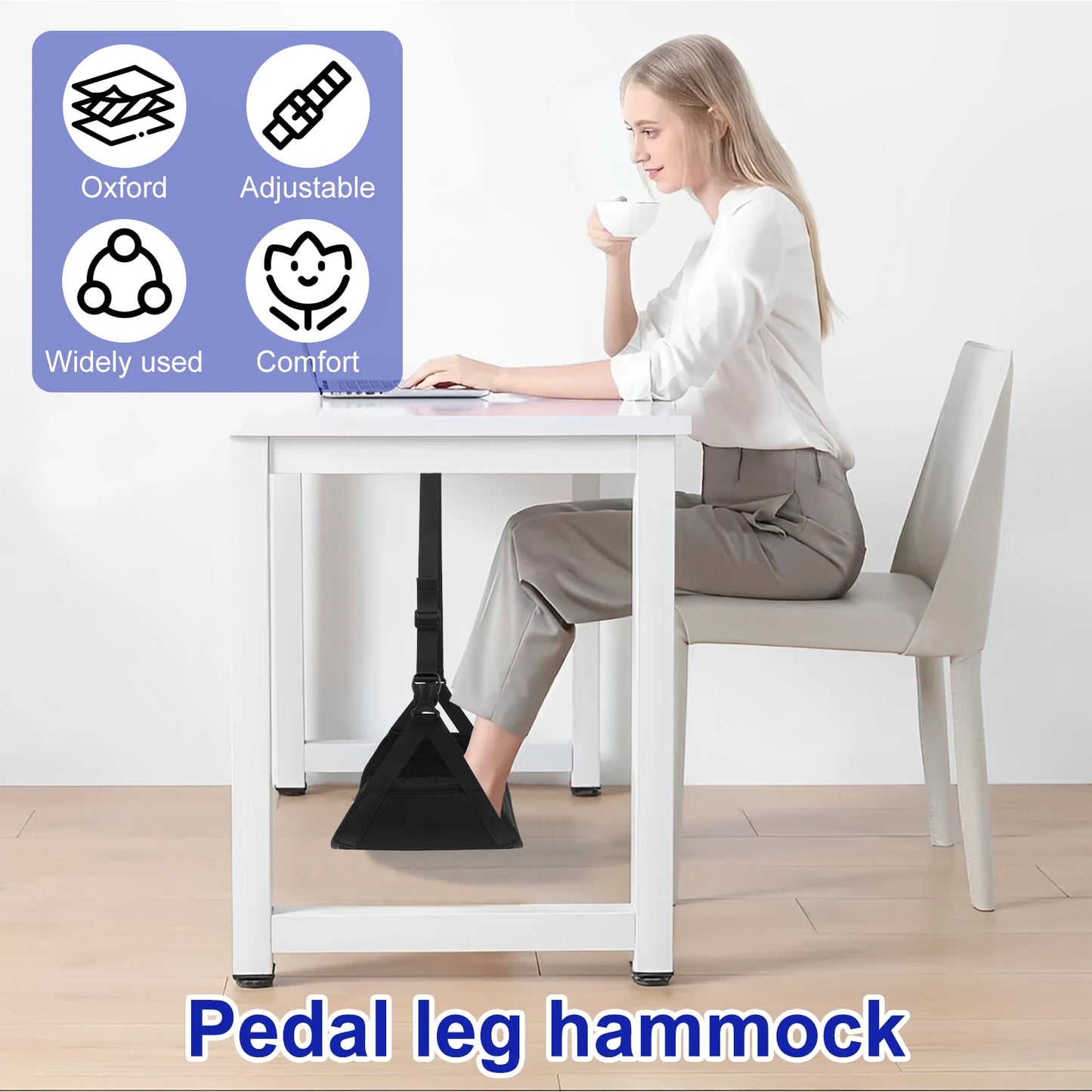 Airplane Foot Hammock Portable Airplane Footrest with Adjustable Strap Removable Pad Travel Leg Comfortable Support Plates
