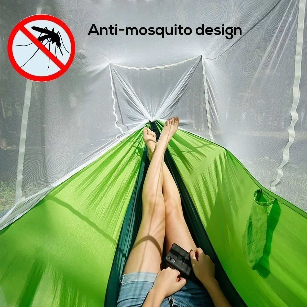 Ultralight Double Person Parachute Hammock with Mosquito Net for Camping Outdoor Leisure and Travel