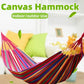 Outdoor Canvas Hammock Swing Single or Double Person Colorful Stripes Curved Stick Polyester Anti-Slip Comfortable Backyard
