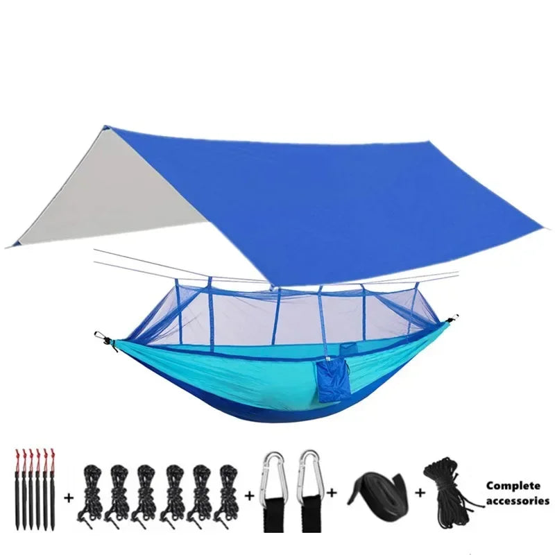 Camping Hammocks and Accessories Including Hammock with Mesh Rain Fly Tarp Tree Straps for Outdoor Use Hiking Backpacking Travel