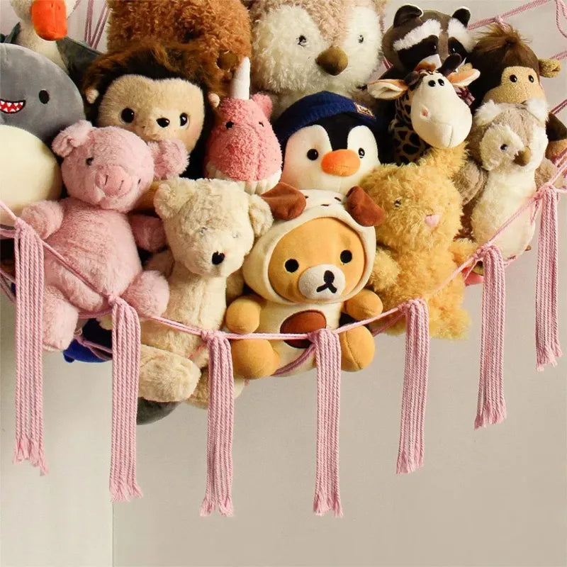 1Pc Toy Hammocks Wall Corner Hanging Storage Net Organizer Woven Kids Stuffed Mesh Hammock Baby Animal Rope Hammock Bag Cotton