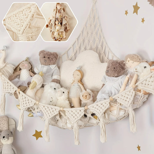 Stuffed Animal Toy Storage Hammock - Doll Stuff Animals Organizer Decorations - Cute Hanging Plushie Net Bedroom Room Decor