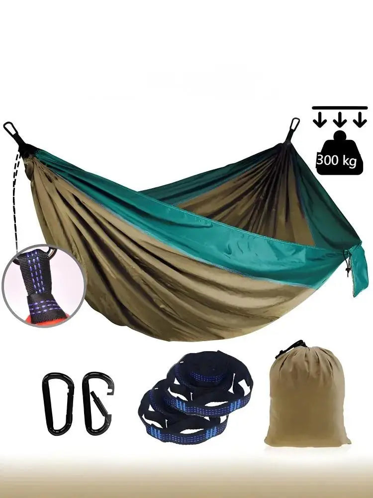 Outdoor Single Person Camping Hammock With Nylon Color Matching Hammock High Strength Parachute Fabric Portable Hanging Bed