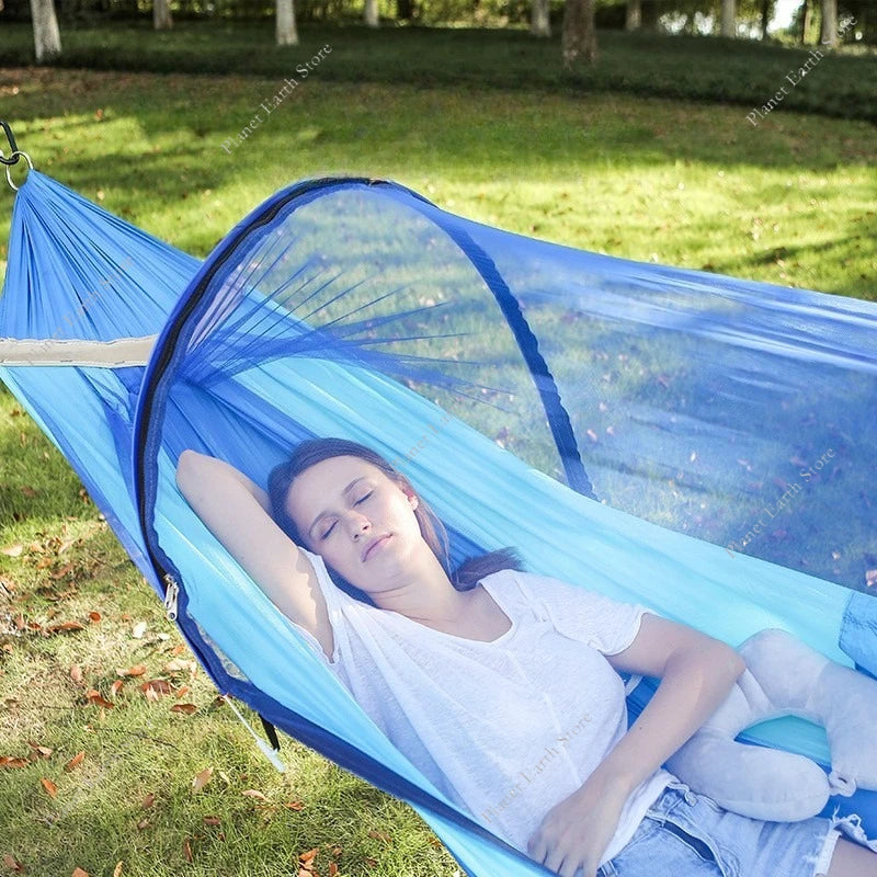 Outdoor Camping Hammock with Mosquito Net Swing Sleeping Hammock Camping Stuff Hanging Sleeping Hammock with Storage Bag