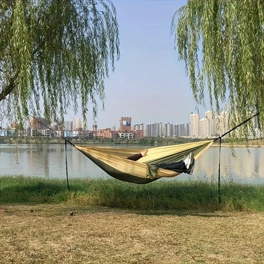 High - end Nylon Solid - Color Parachute Hammock with Adjustable Straps, for Single Use. Comes with Straps & Black Carabiners. I
