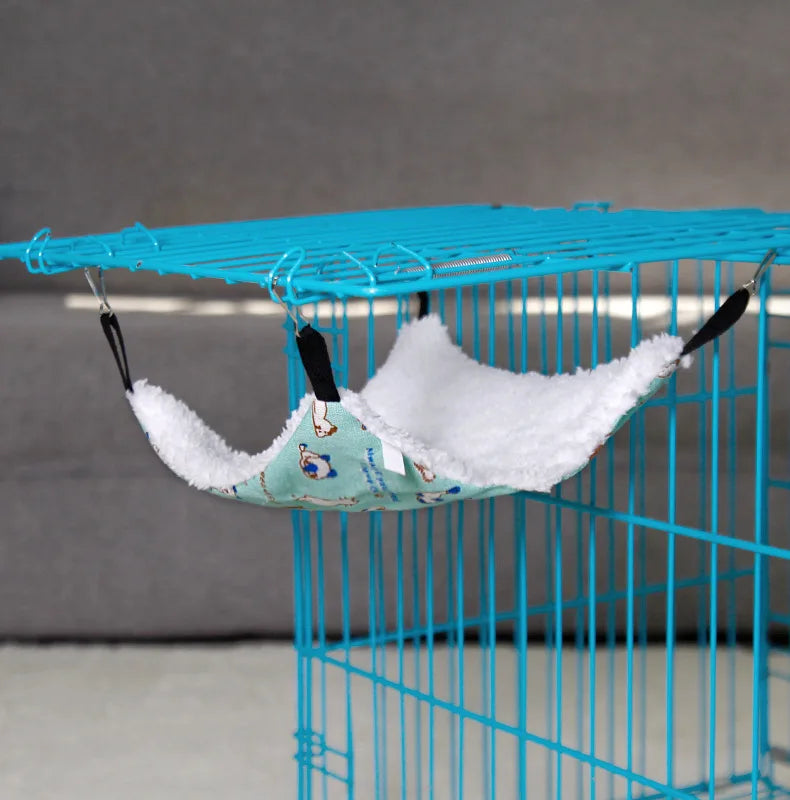 햄스터 Pet Hammock Cotton Hamster Mouse Hanging Bed Small Pet Hamster Rabbit Double Layer Warm Sleep Nests Hanging Hammock Supplies