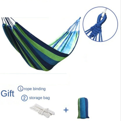 Outdoor anti roll canvas hammocks, curved wooden sticks, duckbill hammocks, swing hammocks, double person thickened hammocks