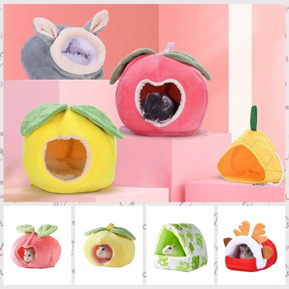 Cute Hanging Hamster Hammock Cartoon Fruit Shape Plush Hamster Sleeping Bag Soft Plush Hamster Cotton House Autumn
