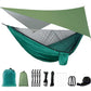 Camping Hammock with Rain Fly Tarp and Mosquito Net Tent Tree Straps Portable Single Double Nylon Parachute Hammock for Travel