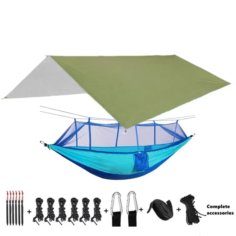 Camping Hammocks and Accessories Including Hammock with Mesh Rain Fly Tarp Tree Straps for Outdoor Use Hiking Backpacking Travel