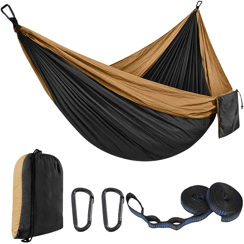 Parachute Hammock with Hammock Straps and Black Carabiner Solid Color  Camping Survival Travel Double Person Outdoor Furniture