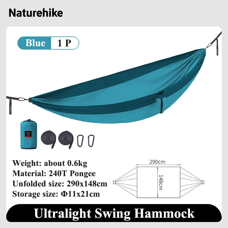 Naturehike Swing Hammock 1 2 Persons Ultralight Foldable Outdoor Adult Hammock Portable Swings Hanging Bed Park Camping Hammocks