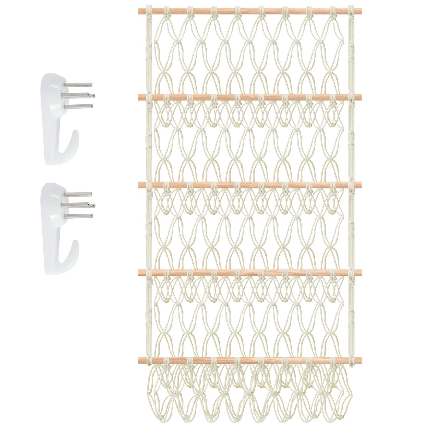 Stuffed Toy Storage Hammock 4-Layer Large Capacity Stuffed Storage Mesh Holder Hand-Woven Cotton Rope Hanging Organizer Washable