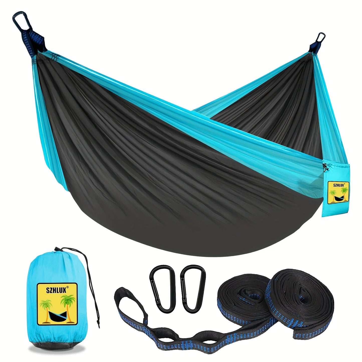 Outdoor Single Person Camping Hammock With Nylon Color Matching Hammock High Strength Parachute Fabric Portable Hanging Bed