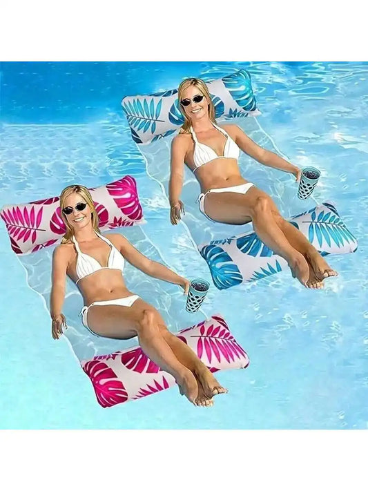 Hammock Pool Floats Adults, 4-In-1 Multi-Purpose Inflatable Pool Floats PVC Water Hammock Lounge Floaties