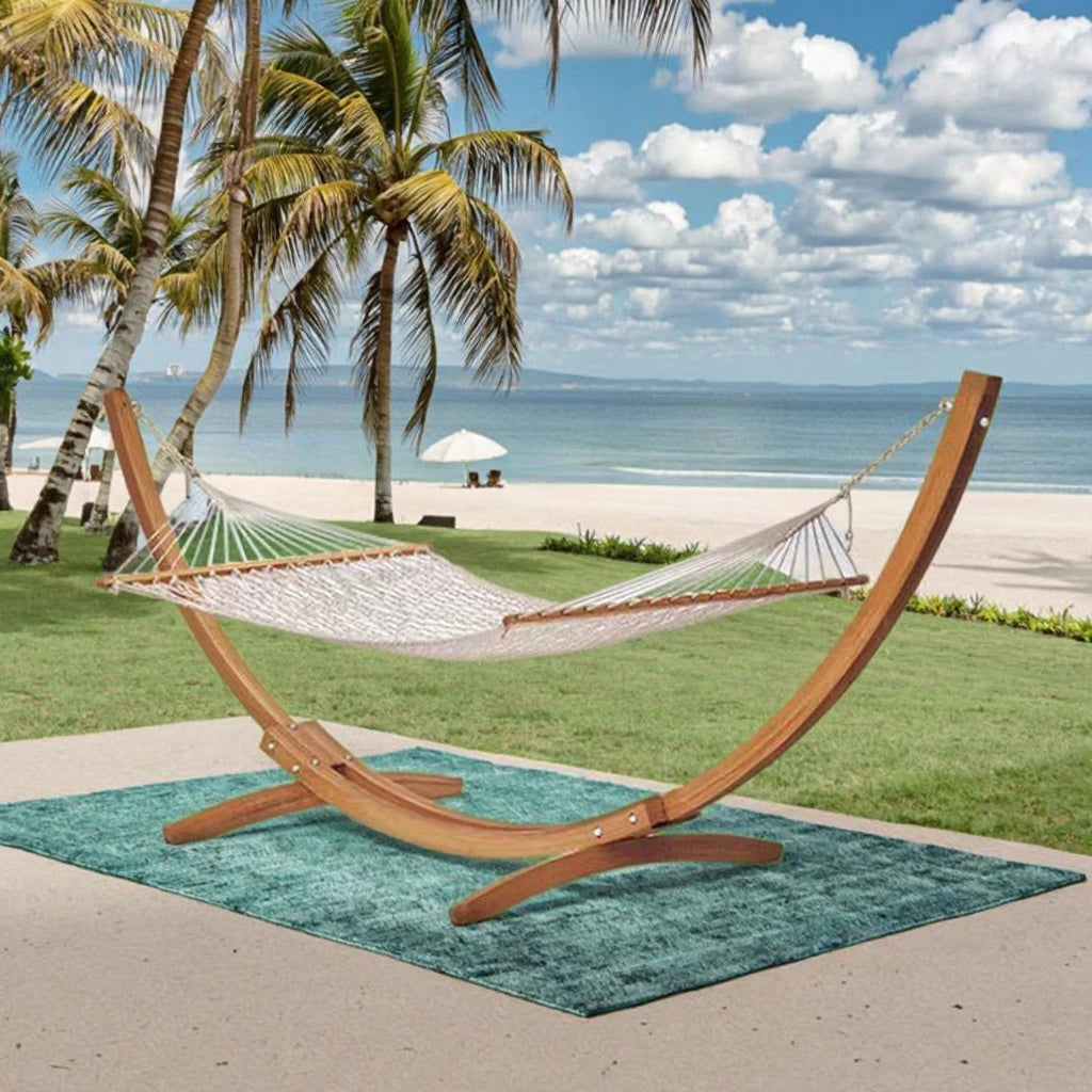 Solid Outdoor Wood Canvas Hammock For Garden Patio Leisure Balcony Home Cradle Hanging Basket-for Outdoor Furniture
