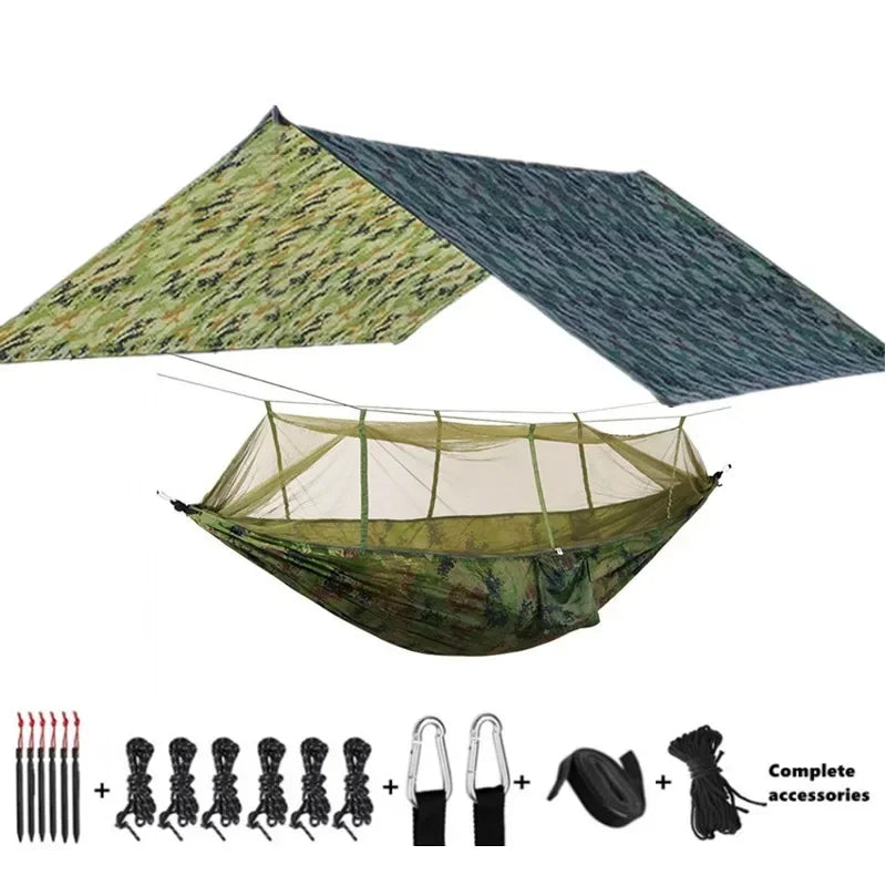 Camping Hammocks and Accessories Including Hammock with Mesh Rain Fly Tarp Tree Straps for Outdoor Use Hiking Backpacking Travel
