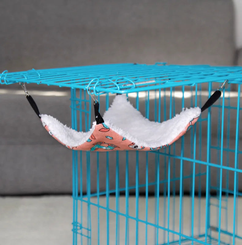 햄스터 Pet Hammock Cotton Hamster Mouse Hanging Bed Small Pet Hamster Rabbit Double Layer Warm Sleep Nests Hanging Hammock Supplies