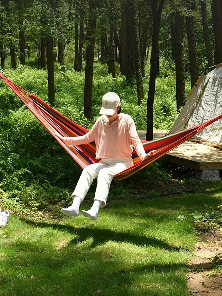 Outdoor Portable Swing Hammock – Thick Canvas Design for Camping, Lounging & Sleeping