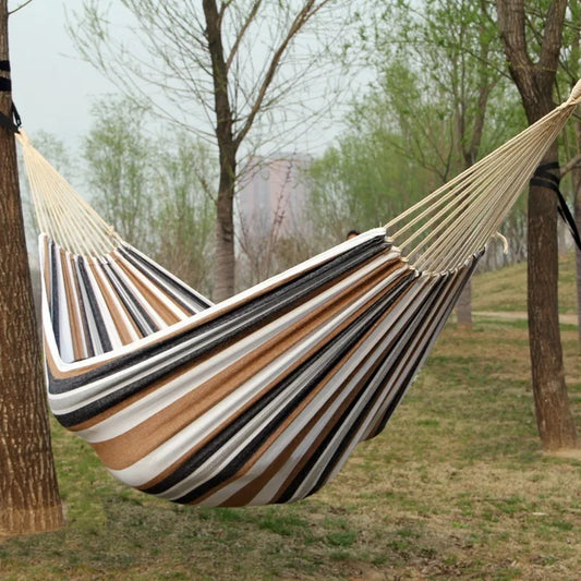Single portable outdoor camping canvas hammock, nylon color matching hammock, high-strength parachute cloth hammock